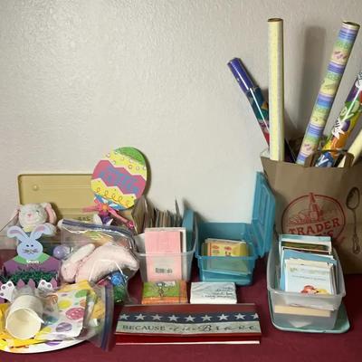 Miscellaneous Holiday Lot- -Decor and Wrapping Paper for Easter and More!