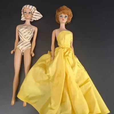 2 Vintage Barbie Fashion Queen - Barbie Red Hair Bubblecut  Barbie Doll Midge 