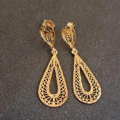 14K Good Drop Pierced Earrings - Verified 3g
