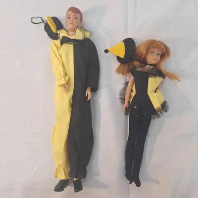 2 -Vintage Mattel Barbie - Skipper 1963 - Ken 1960 - Masquerade Clown Outfits 