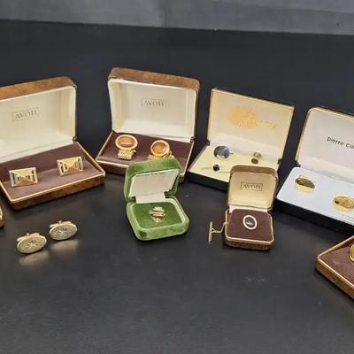 Lot of Avon Pierre Cardin- Envoy - Date' Men's Cuff Links - Tie Pins 