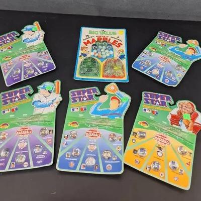 5 Super Star Baseball Collectable Action Marble - Big Value Moutain of Marbles NIB 