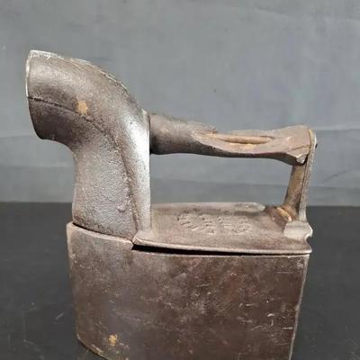 E. Blessy Cast Iron Cole Iron with Wood Handle 1982 R. Drake