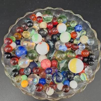 Lot of Glass Marbles - Various Sizes - Uranium 