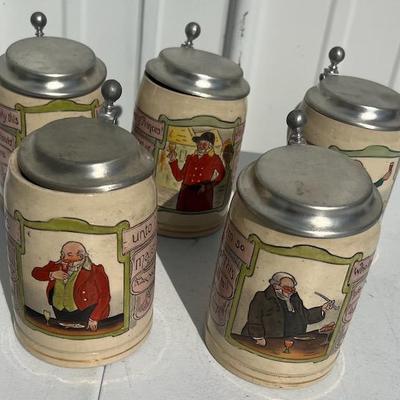 Five German Gerz Occupational Steins