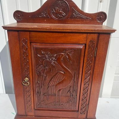 Superb Victorian Carved Hanging Walnut Cabine