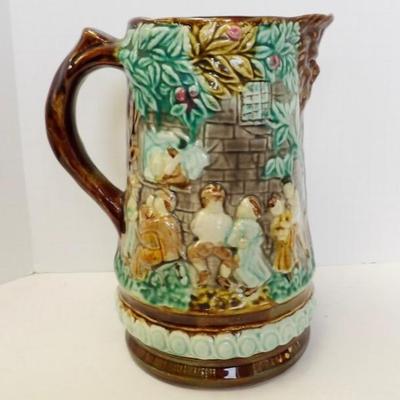 Early 1900’s French Majolica Pitcher Jug By Frie Onnaing, France