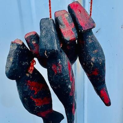 Lot of Five Hand Carved Folk Art Fish