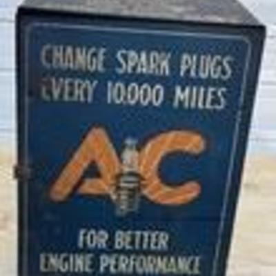 Rare Antique AC Delco Spark Plug Display Cabinet
