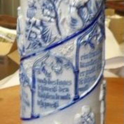 18" Tall German Blue Salt Glazed Molded Urn