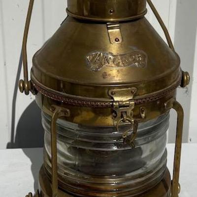 Large Brass "ANCHOR SHIP'S MAST LIGHT" Kerosene