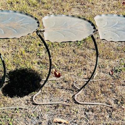 Nest of Three Art Deco Wrought Iron Nesting Lily Pad Garden Tables