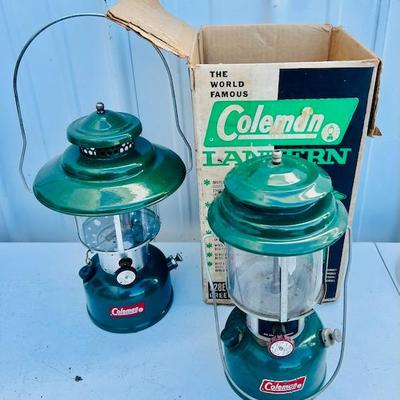 Two Coleman Propane Camping Lanterns. One in the original box.  