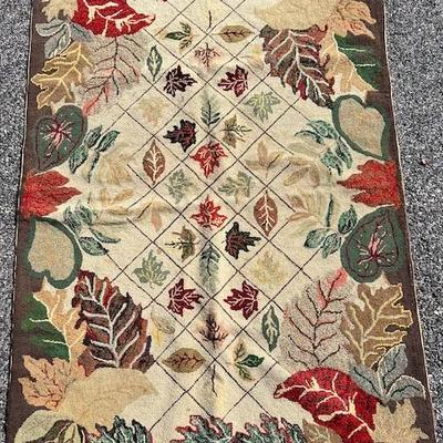 Maine Hooked Rug.  Fall leaf pattern