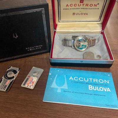 Bulova Accutron Spaceview (1965) – Iconic tuning-fork watch with original box & booklet. Beautiful
 display piece — mid-century...