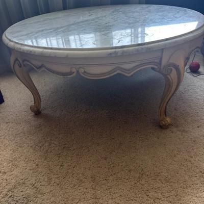 Heirloom oval marble coffee table
