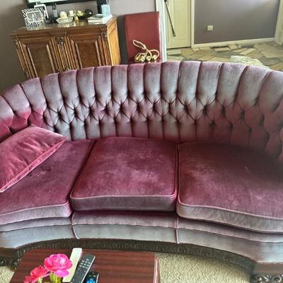 Vintage tufted velvet sofa