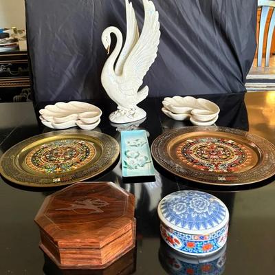Tiffany & Co. Imari Porcelain Trinket Box, Lane & Co. Trays, Cloisonné, Aztec Calendars & More