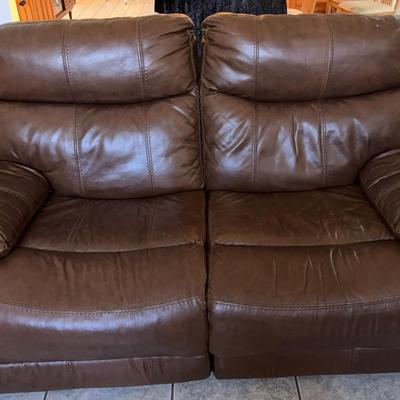 Brown Leather Electric Reclining 2-Seater Sofa