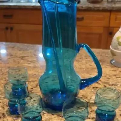 Martini Set – Sunset Blue Hand-Blown Glass