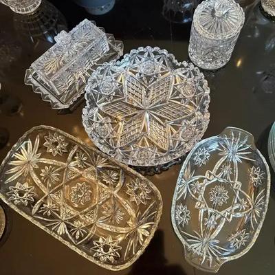 Dazzling Vintage Crystal Array By Antique American, Anchor Hocking, Fifth Avenue Crystal, And More