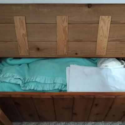 Vintage Cedar Hope Chest + Blankets & Linens