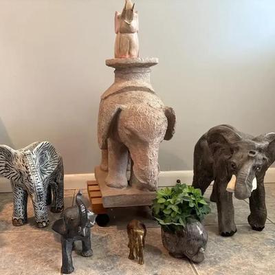 Elephant Figurines – Brass, Iron, Wood & Ceramic Sculptures, Mixed Styles