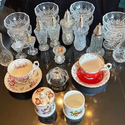 Royal Albert, Fortnum, & Mason Bone China with Crystal Glassware & Salt Shakers