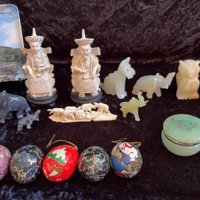 Distinctive Collection Of Asian Carved Figurines - Alabaster, Stone, And Carved Bone