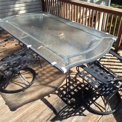 Large Outdoor Metal Patio Table With Glass Top