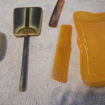 Vintage Mirror, Brush & Accessories 