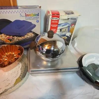 Insulated Food Carrier, Rose Bundt Pan, Cake Cover & Hot Cold Server