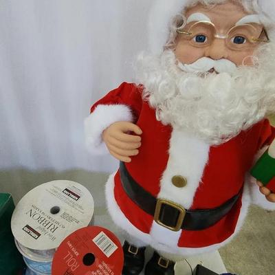 Animated Santa Claus - See Video! Ornaments & Ribbon