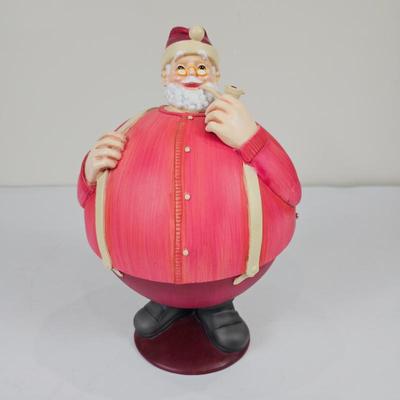 L Lot #B33 - Vintage Dept 56 Resin Fat Christmas Santa Claus Big Belly Flip Top Candy Bowl Dish