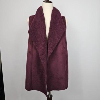 Lot #B68 - NWT Susina Women's Size Small Purple Sleeveless Drape Collar Sherpa Vest.