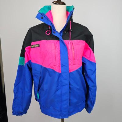 S Lot #B53 - Vintage 1990s Columbia Neon Colorblock Windbreaker Jacket Women's Size M