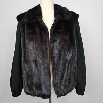 Lot #B66 - Mink & Leather Convertible Jacket/Vest Women's Medium