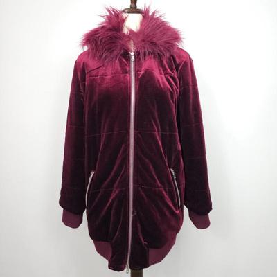 Lot #B79 - Free Generation Faux Fur Trimmed Velour Jacket Women's Medium