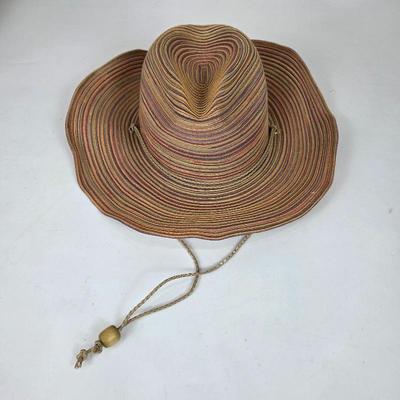 Lot #B154 - San Diego Hat Company Mixed Braid Wide Brim Sun Hat With Chin Strap