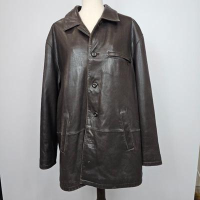 S Lot #B58 - Roundtree & Yorke Brown Leather Jacket Men's Size XL