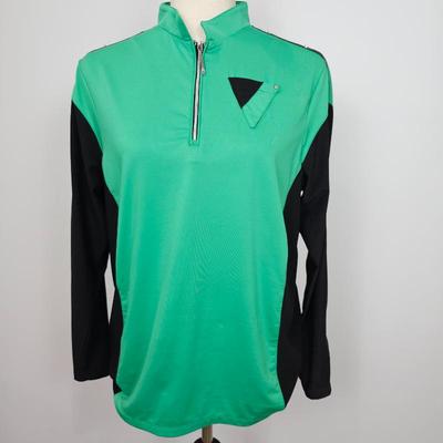 Lot #B120 - Jamie Sadock Green & Black 1/4 Zip Golf Shirt Women's Size Medium