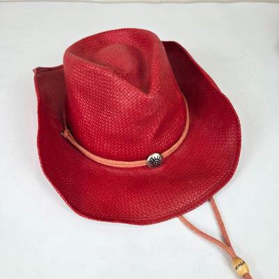 Lot #B146 - Vintage Scala Unisex Toyo Shapeable Western Hat with Chin Cord Red