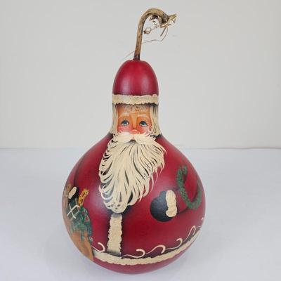 A Lot #B18 - Large Hand Painted Christmas Santa Gourd