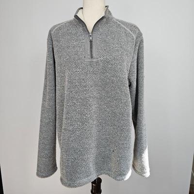 S Lot #B56 - Men's Size Large Orvis Gray Quarter-Zip Fleece Pullover Sherpa-lined