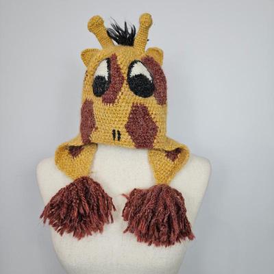 Lot #B110 - Aerika Peruvian Trading Co. Hand Knitted Giraffe Hat For Young Child