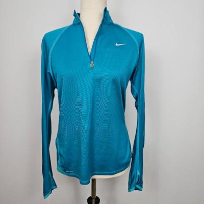 Lot #B117 - Nike Running Dri Fit Turquoise Half Zip Jacket Pullover Long Sleeve Women's Size Large