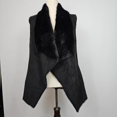 Lot #B69 - Love Token Drape Collar Faux Fur Vest Women's Size Small