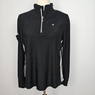 Lot #B122 - Jamie Sadock Black & White 1/4 Zip Stretchy Activewear Golf Top Women's Size Medium