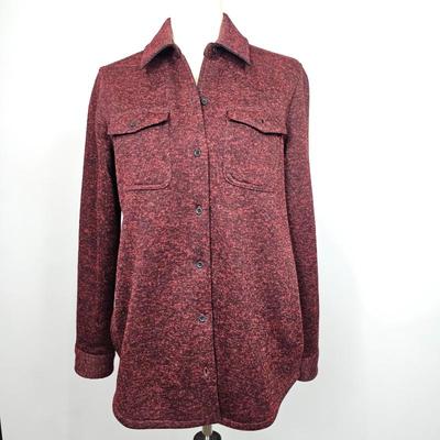 Lot #B74 - Eddie Bauer Red Marled Button Up Long Sleeve Jacket Size S