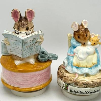(2) Beatrix Potter Schmid Music Boxes – “The Tailor of Gloucester” & “Hunca Munca”